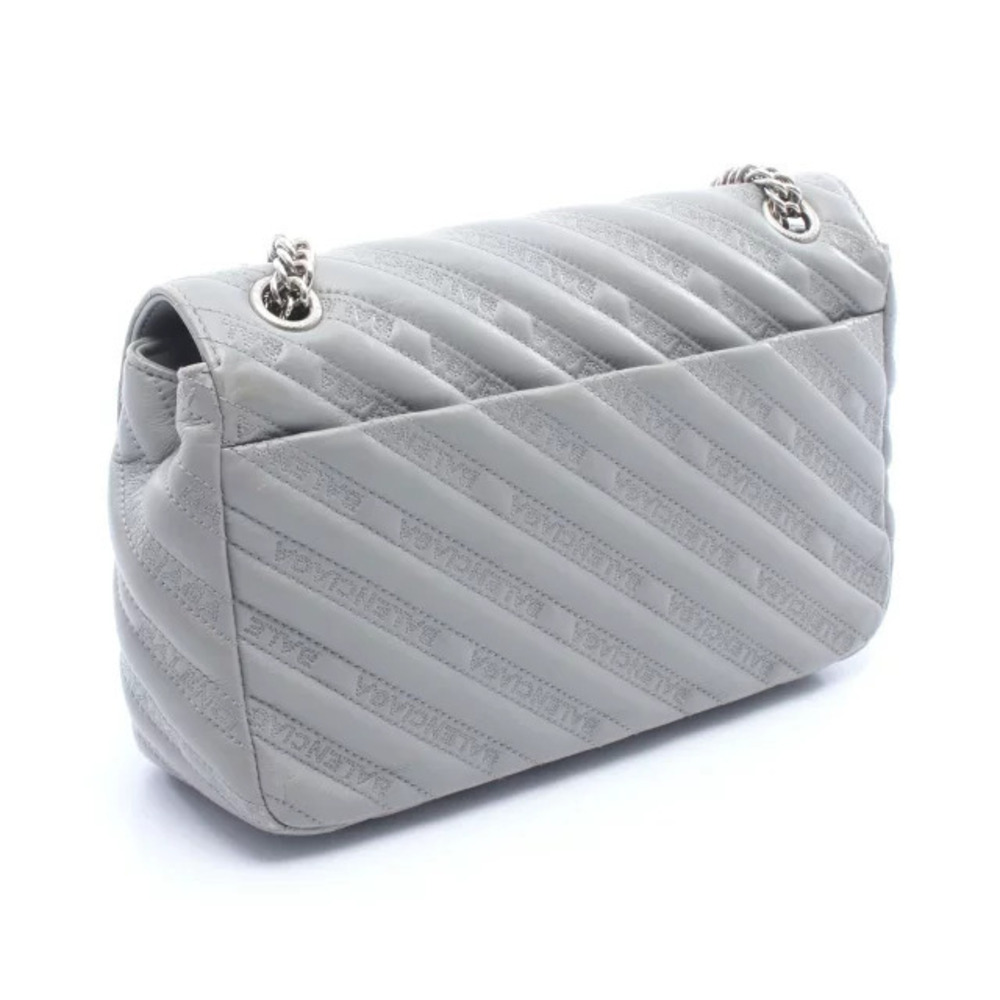 Balenciaga Shoulder Round Bag Leather Gray